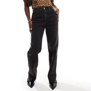 Abercrombie Curve Love 90s Relaxed High Rise Jean in Black Size 28L